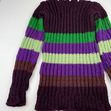 Load image into Gallery viewer, unisex hand made, knitted sweater / jumper, L: 55cm, shoulder to cuff: 53cm, armpit to armpit: 34cm unstretched, GUC, size 10-12,