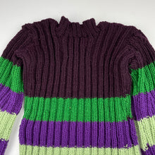 Load image into Gallery viewer, unisex hand made, knitted sweater / jumper, L: 55cm, shoulder to cuff: 53cm, armpit to armpit: 34cm unstretched, GUC, size 10-12,