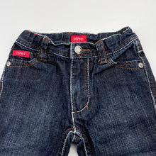 Load image into Gallery viewer, Girls Esprit, dark denim jeans, adjustable, Inside leg: 17.5cm, GUC, size 6 months,