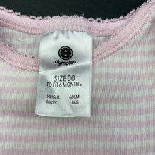 Load image into Gallery viewer, Girls Dymples, pink stripe cotton bodysuit / romper, FUC, size 00,