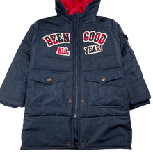 Load image into Gallery viewer, Boys Osh Kosh, adjustable length navy puffer jacket / coat, Sz: 105/52, L: 46-56cm, armpit to armpit: 39cm, shoulder to cuff: 40cm, EUC, size 4-6,