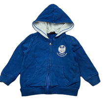Load image into Gallery viewer, Boys Guess, blue zip hoodie sweater, FUC, size 12 months,