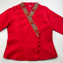 Load image into Gallery viewer, Girls red, lightweight jacket / top, no size, armpit to armpit: 34cm, shoulder to cuff: 34.5cm, GUC, size 6-7,