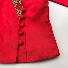 Load image into Gallery viewer, Girls red, lightweight jacket / top, no size, armpit to armpit: 34cm, shoulder to cuff: 34.5cm, GUC, size 6-7,