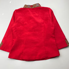Load image into Gallery viewer, Girls red, lightweight jacket / top, no size, armpit to armpit: 34cm, shoulder to cuff: 34.5cm, GUC, size 6-7,
