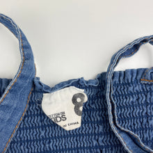 Load image into Gallery viewer, Girls Cotton On, blue chambray cotton casual dress, GUC, size 8, L: 64cm