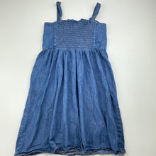 Load image into Gallery viewer, Girls Cotton On, blue chambray cotton casual dress, GUC, size 8, L: 64cm