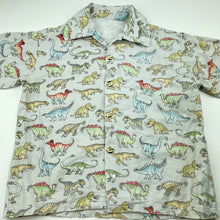 Load image into Gallery viewer, Boys grey, flannel cotton winter pyjama top, dinosaurs, FUC, size 8,