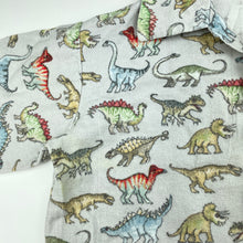 Load image into Gallery viewer, Boys grey, flannel cotton winter pyjama top, dinosaurs, FUC, size 8,