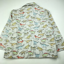 Load image into Gallery viewer, Boys grey, flannel cotton winter pyjama top, dinosaurs, FUC, size 8,