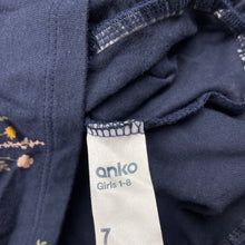 Load image into Gallery viewer, Girls Anko, navy floral cotton casual dress, GUC, size 7, L: 56cm at front