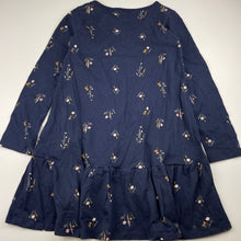 Load image into Gallery viewer, Girls Anko, navy floral cotton casual dress, GUC, size 7, L: 56cm at front