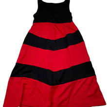 Load image into Gallery viewer, Girls lightweight, red & black dress, no size, armpit to armpit: 29.5cm, EUC, size 6-7, L: 71cm