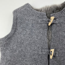 Load image into Gallery viewer, Girls reversible, knitted / faux fur vest, no labels, L: 35cm, armpit to armpit: 33cm, EUC, size 5-6,