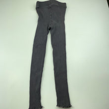 Load image into Gallery viewer, Girls Zara, grey ribbed leggings, elasticated, Inside leg: 45cm, GUC, size 8,