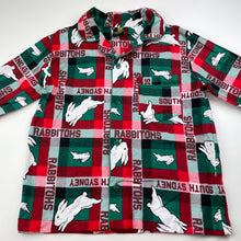 Load image into Gallery viewer, unisex NRL Supporter, Souths Rabbitohs flannel cotton pyjama top, EUC, size 8,