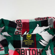 Load image into Gallery viewer, unisex NRL Supporter, Souths Rabbitohs flannel cotton pyjama top, EUC, size 8,