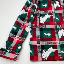 Load image into Gallery viewer, unisex NRL Supporter, Souths Rabbitohs flannel cotton pyjama top, EUC, size 8,