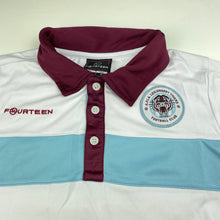 Load image into Gallery viewer, Boys FOURTEEN, Leichhardt Tigers sports / activewear polo top, armpit to armpit: 40cm, EUC, size 10-12,
