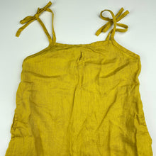 Load image into Gallery viewer, Girls JUNIOR, yellow linen summer overalls, Inside leg: 15cm, GUC, size 5-6,