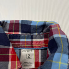 Load image into Gallery viewer, Boys Carters, lightweight long sleeve cotton shirt, GUC, size 12 months,