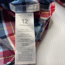 Load image into Gallery viewer, Boys Carters, lightweight long sleeve cotton shirt, GUC, size 12 months,