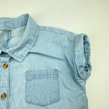 Load image into Gallery viewer, Girls Anko, chambray cotton tie front shirt, light mark, FUC, size 6,