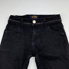 Load image into Gallery viewer, Boys SCOPE, black stretch denim jeans, adjustable, Inside leg: 37cm, FUC, size 3-4,