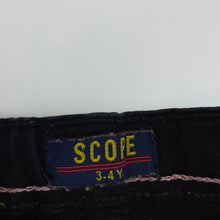 Load image into Gallery viewer, Boys SCOPE, black stretch denim jeans, adjustable, Inside leg: 37cm, FUC, size 3-4,