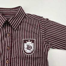 Load image into Gallery viewer, Boys Cotton On, brown & white stripe cotton long sleeve shirt, GUC, size 0,