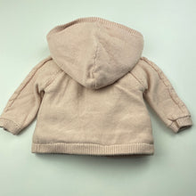 Load image into Gallery viewer, Girls Anko, faux fur lined knitted cotton hooded cardigan, EUC, size 00,