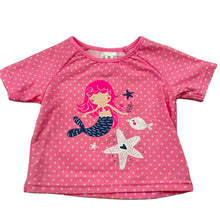 Load image into Gallery viewer, Girls Dymples, short sleeve rashie / swim top, mermaid, light mark on shoulder, FUC, size 00,