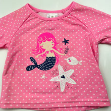 Load image into Gallery viewer, Girls Dymples, short sleeve rashie / swim top, mermaid, light mark on shoulder, FUC, size 00,