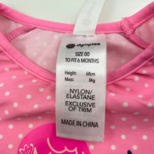 Load image into Gallery viewer, Girls Dymples, short sleeve rashie / swim top, mermaid, light mark on shoulder, FUC, size 00,