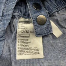 Load image into Gallery viewer, Girls H&M, chambray cotton suspender skirt, elasticated, L: 32cm, marks back skirt, FUC, size 8,