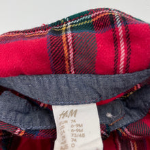 Load image into Gallery viewer, Boys H&M, red check lightweight cotton long sleeve shirt, EUC, size 0,