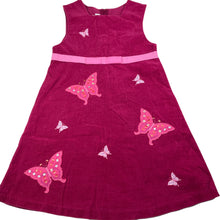 Load image into Gallery viewer, Girls Bonnie Jean, corduroy cotton dress, butterflies, GUC, size 6, L: 63cm