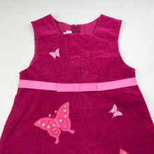 Load image into Gallery viewer, Girls Bonnie Jean, corduroy cotton dress, butterflies, GUC, size 6, L: 63cm
