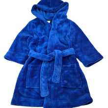 Load image into Gallery viewer, Boys allsorts, blue fleece dressing gown / bath robe, L: 51cm, EUC, size 2,
