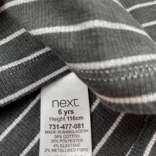 Load image into Gallery viewer, Girls Next, grey & silver metallic stripe long sleeve top, EUC, size 6,
