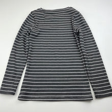 Load image into Gallery viewer, Girls Next, grey & silver metallic stripe long sleeve top, EUC, size 6,