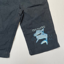Load image into Gallery viewer, Boys Baby 8, lightweight cotton pants, elasticated, shark, GUC, size 0,