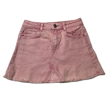 Load image into Gallery viewer, Girls Zara, pink stretch denim skirt, adjustable, L: 27cm, FUC, size 7,