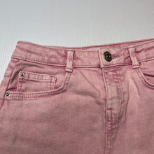 Load image into Gallery viewer, Girls Zara, pink stretch denim skirt, adjustable, L: 27cm, FUC, size 7,