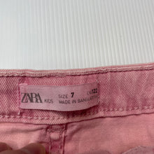 Load image into Gallery viewer, Girls Zara, pink stretch denim skirt, adjustable, L: 27cm, FUC, size 7,