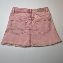 Load image into Gallery viewer, Girls Zara, pink stretch denim skirt, adjustable, L: 27cm, FUC, size 7,