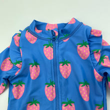 Load image into Gallery viewer, Girls Cotton On, long sleeve swim one-piece, strawberries, EUC, size 00,