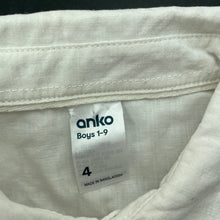Load image into Gallery viewer, Boys Anko, linen / cotton short sleeve shirt, small marks, FUC, size 4,