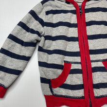 Load image into Gallery viewer, Boys Ollies Place, knitted cotton zip hoodie sweater, light marks on front, FUC, size 0,