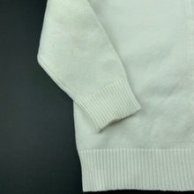 Load image into Gallery viewer, Girls white, knitted cardigan, labels removed, armpit to armpit: 32cm, shoulder to cuff: 36cm, light marks on cuffs, FUC, size 5-6,